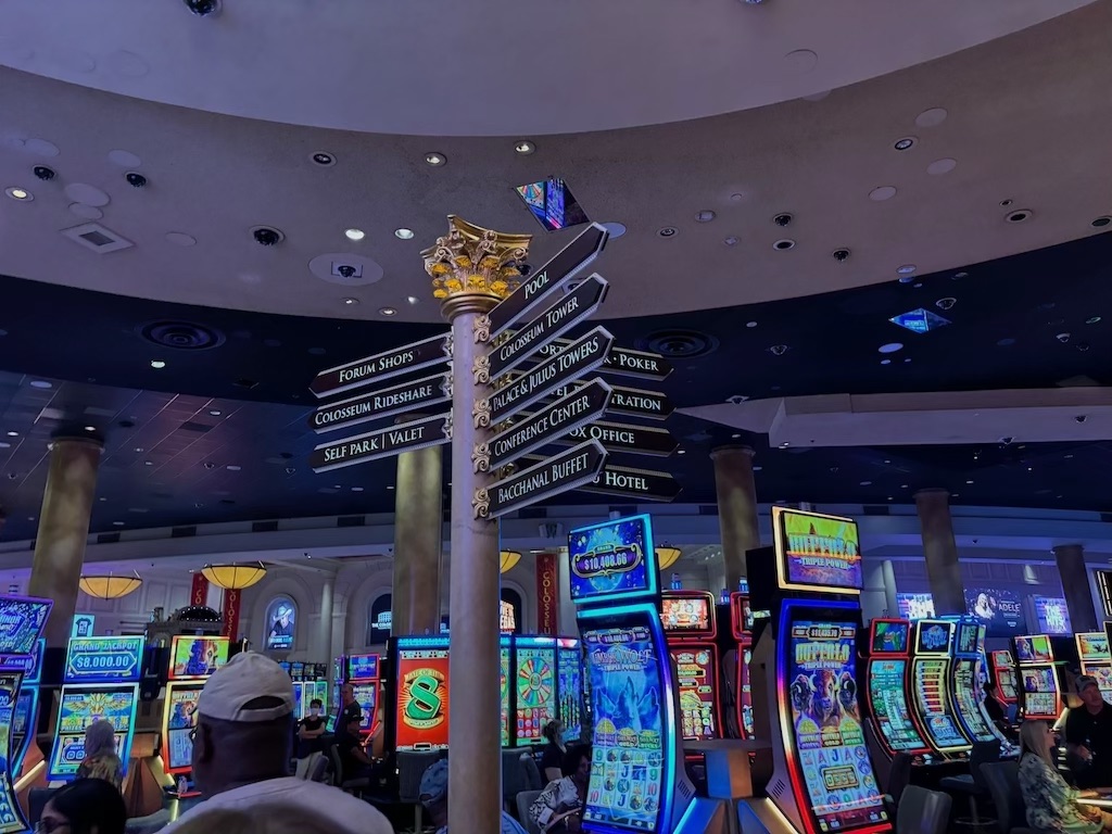 Caesars Palace casino floor signs