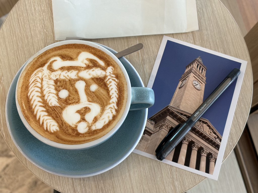 Hideaway coffee art and postcard