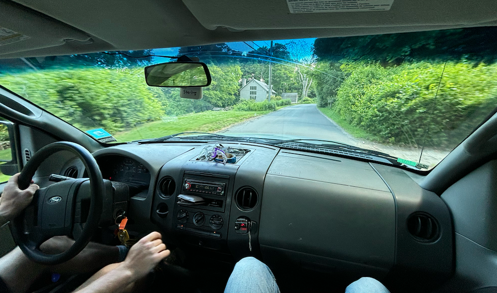 the cab as we head out