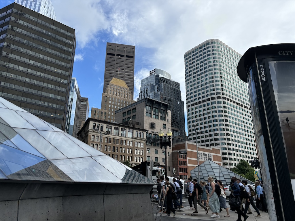 Boston financial district at rush hour