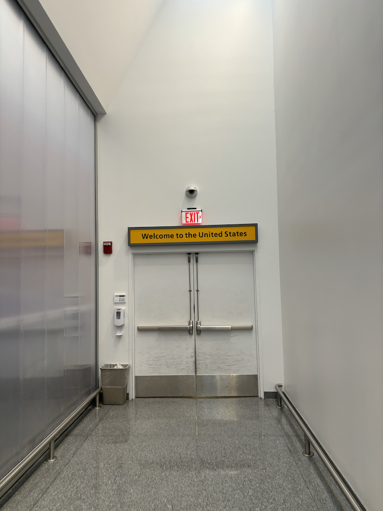 Fire escape doors to the USA