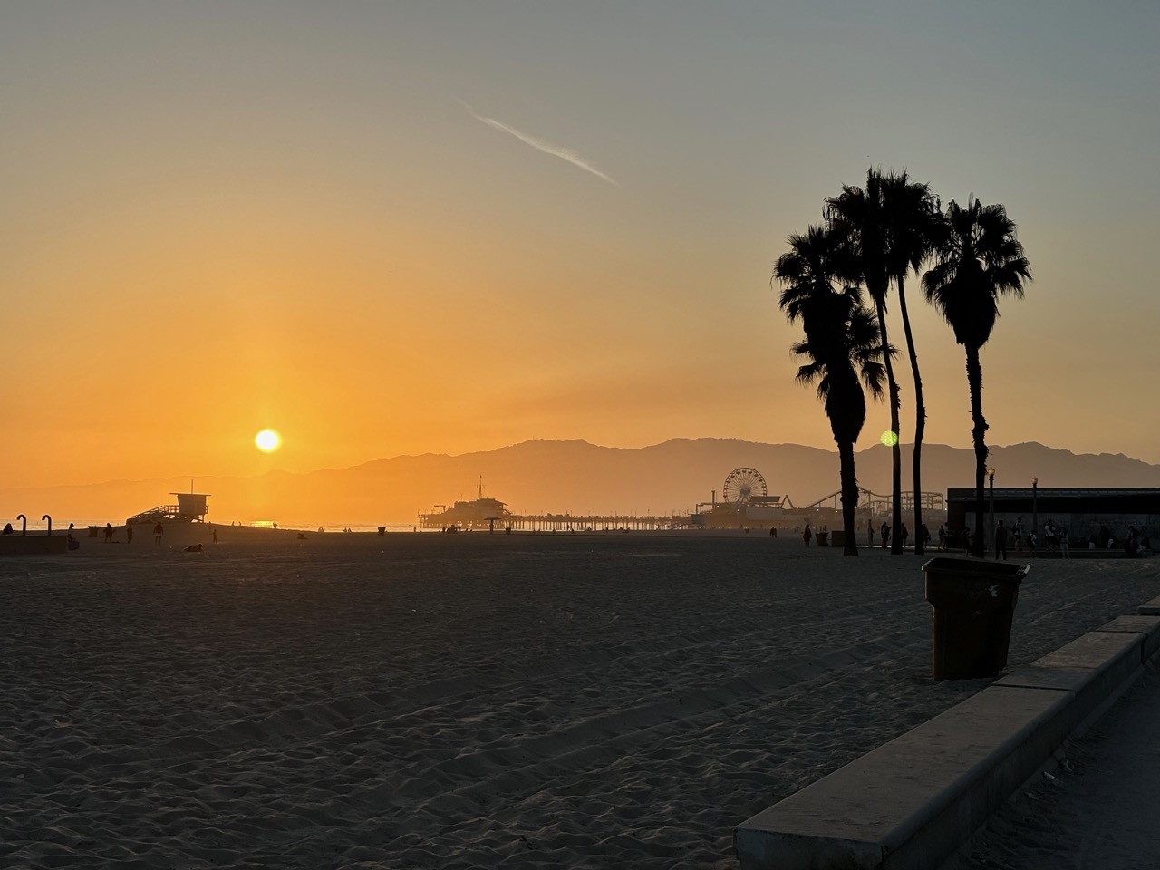 Santa Monica pier from bike lane