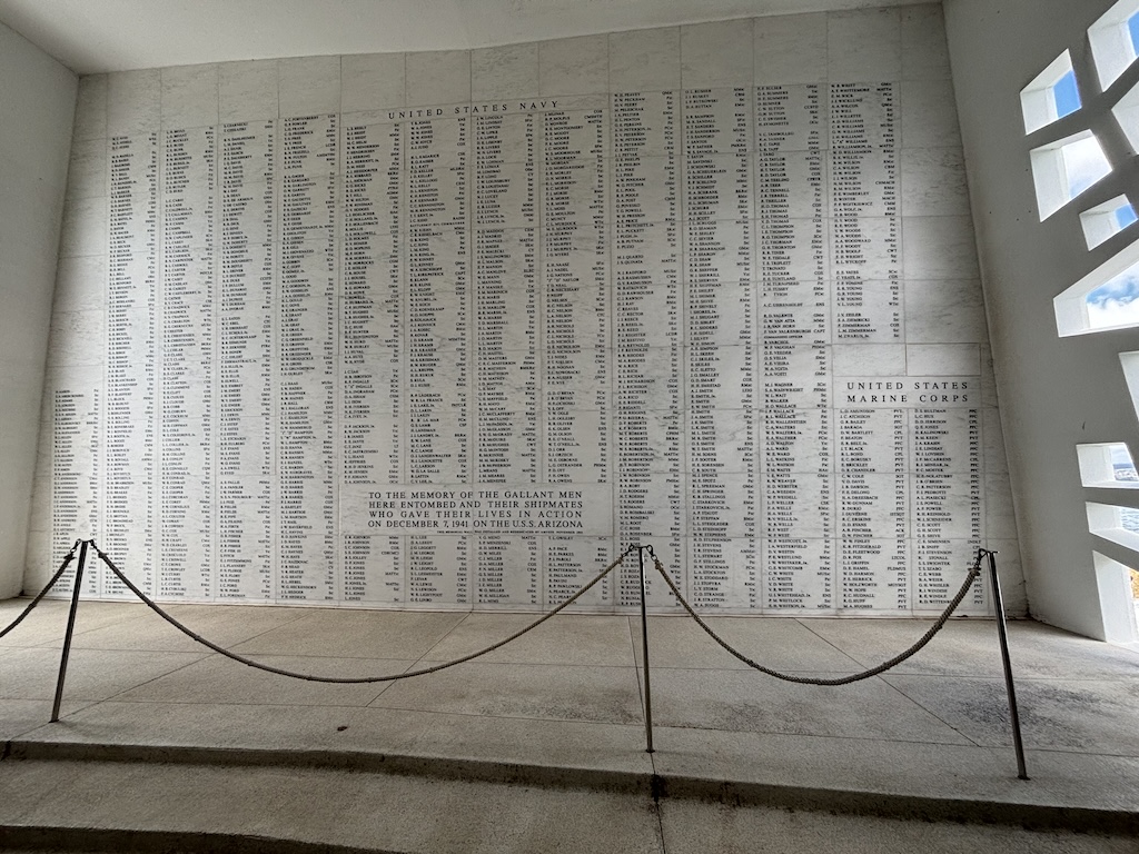 USS Arizona memorial wall of names