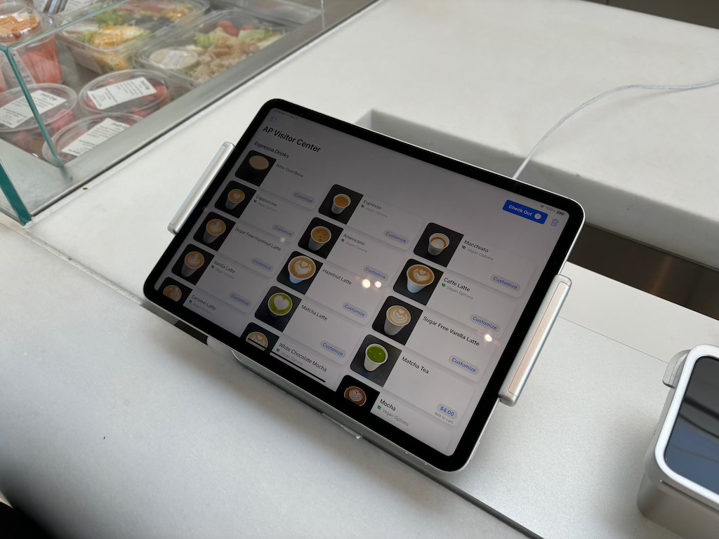 Coffee ordering on an iPad