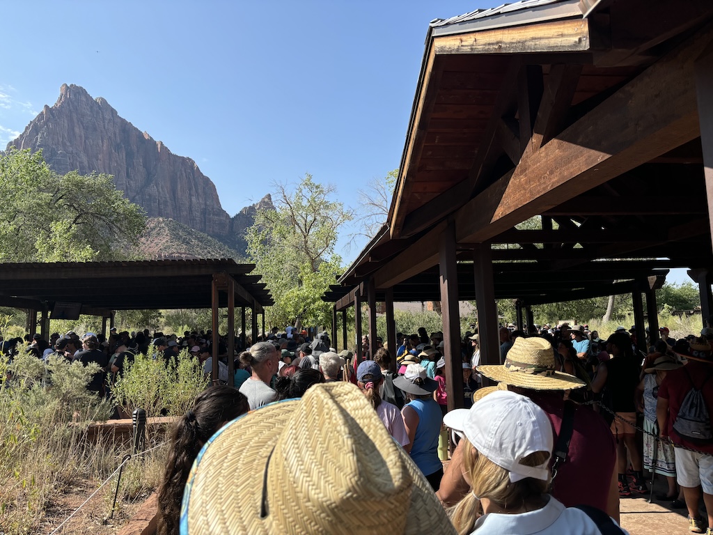Shuttle bus queue