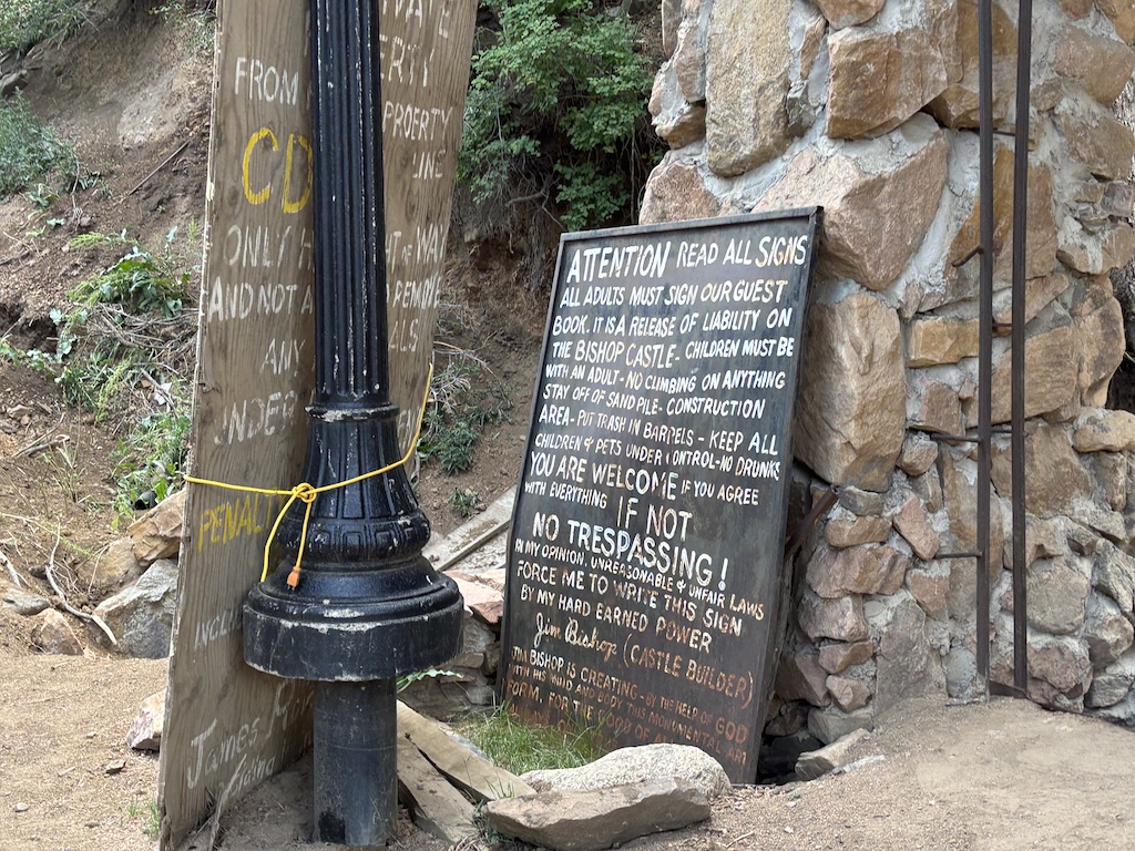 Bishop castle warning sign