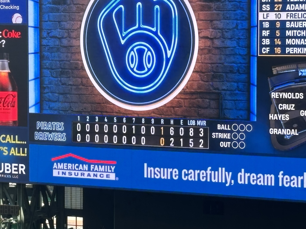 A woeful baseball score; 9 innings, 1 run