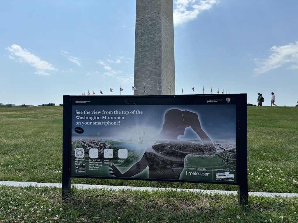 Advert of a VR app by Washington monument