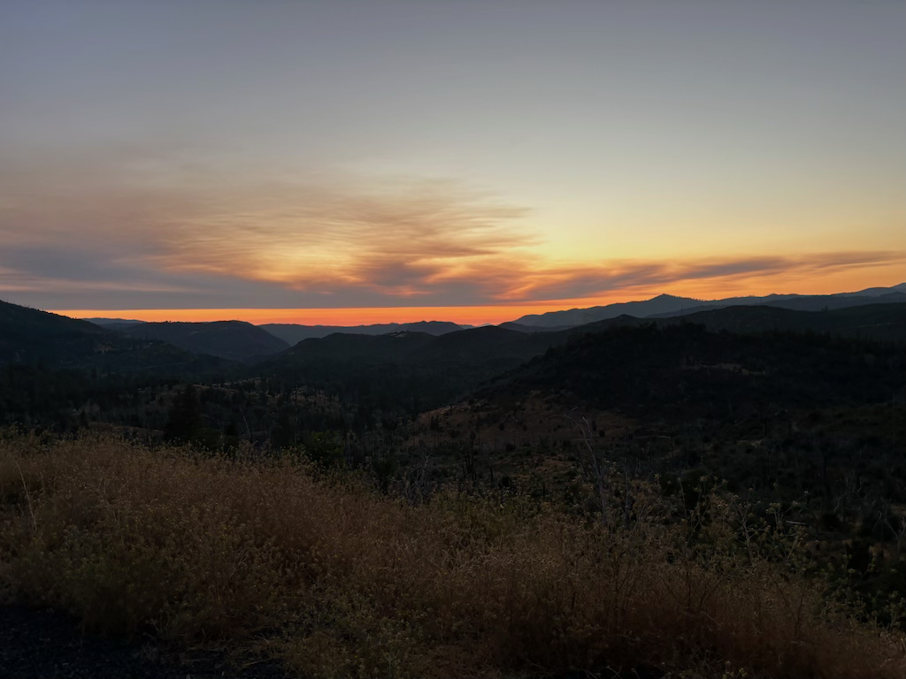 The Sierra Nevada Mountains at dusk