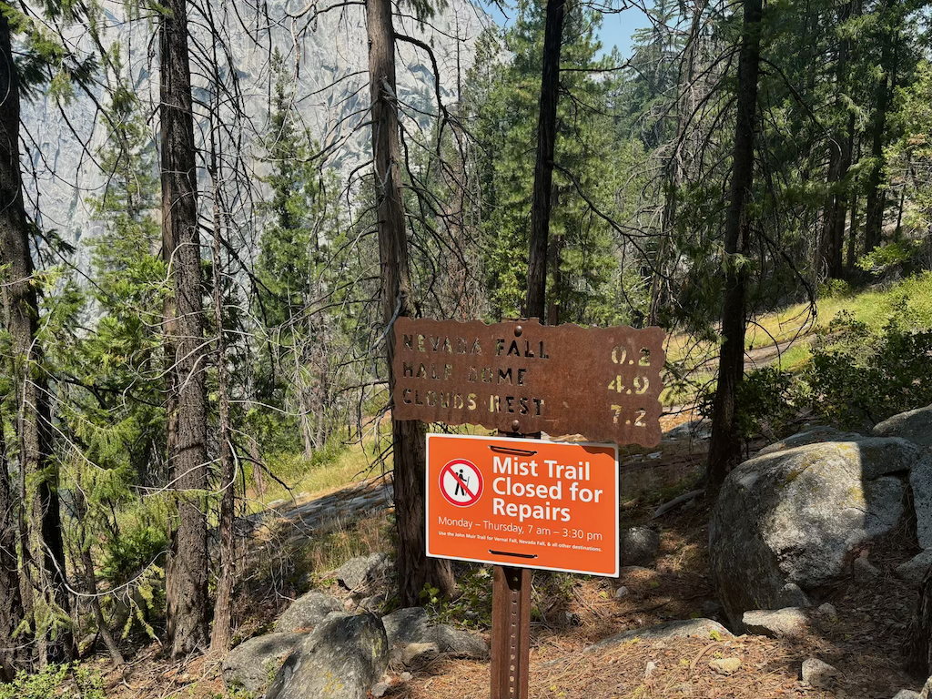 Closed mist trail sign